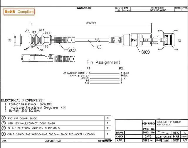 Alt view image 3 of 5 - Washinglee 12V Powered USB Cable to Dual 14-Pin IDC for Verifone VX810 VX820 VX805P, CBL-282-033-02-A Cable, 2M (6ft).