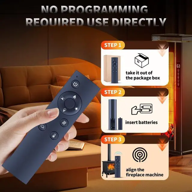 Alt view image 3 of 5 - FQOUG Replacement Remote Control for Sophia & William Electric Fireplace, Compatible with 42/50/60/72 Inch Fireplace Heater AH-FP-42C AH-FP-50C AH-FP-60C AH-FP-72C