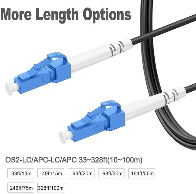Alt view image 3 of 5 - RamboCables 165 Feet (50 Meters) Outdoor Simplex Fiber Optic Cable, OS2 LC to LC Single Mode Fiber Patch Cable Armored (OS1/OS2 Compatible), 10GB 9/125um LSZH OD 3.0MM Black