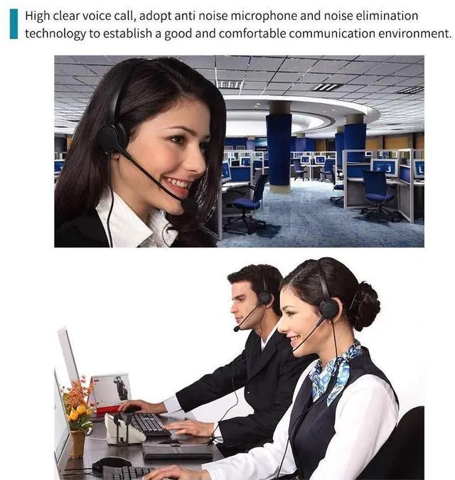 Alt view image 3 of 5 - Dioche USB Headset, Call Center Headset with 300 Degrees Rotatable Noise Cancelling Microphone