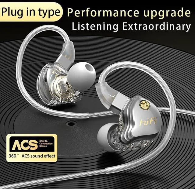 Alt view image 2 of 5 - In Ear Monitor Headphones, HiFi Wired Earbuds, Gaming Earbuds, Hybrid IEM Earphones with Detachable 4N OFC Cable, Type C Wired Gaming Earbuds, Clear Sound & Deep Bass (With Mic) (Silver, Type-C)