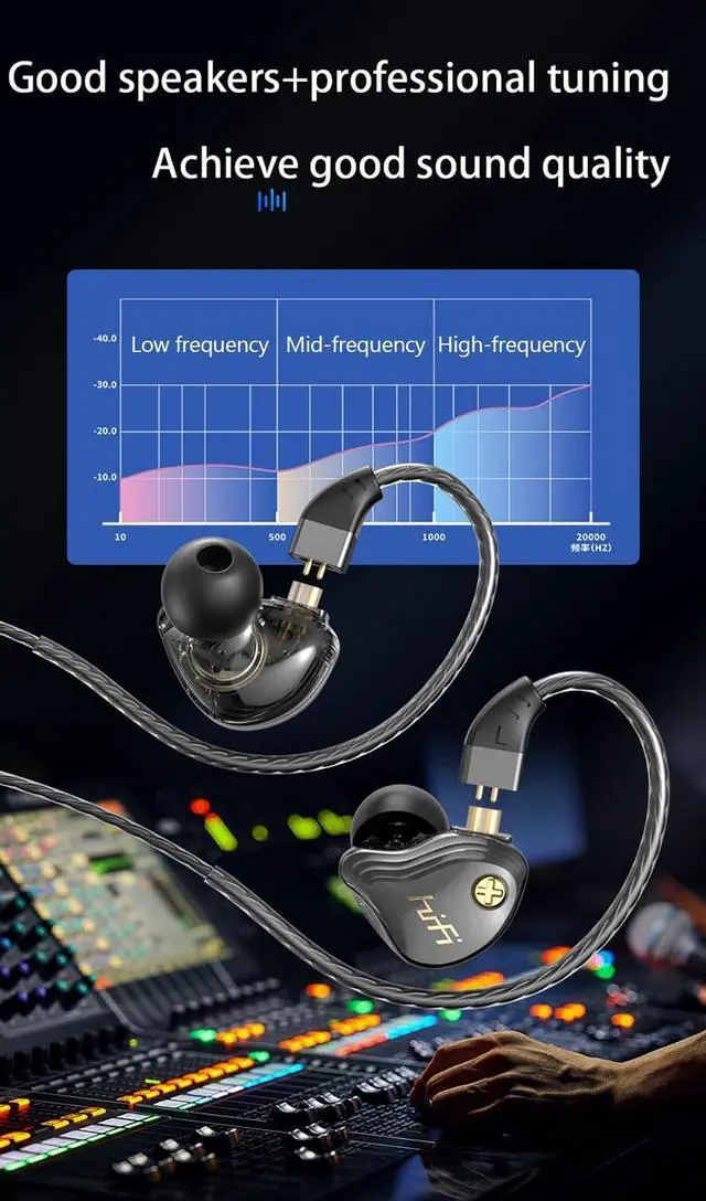 Alt view image 4 of 5 - In Ear Monitor Headphones, HiFi Wired Earbuds, Gaming Earbuds, Hybrid IEM Earphones with Detachable 4N OFC Cable, Type C Wired Gaming Earbuds, Clear Sound & Deep Bass (With Mic) (Silver, Type-C)