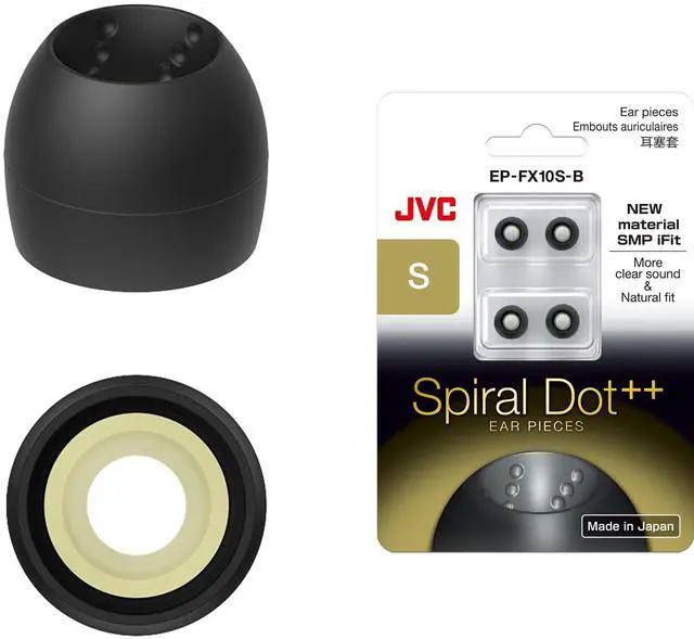 Main image of JVC EPFX10 Spiral Dot Earpieces Set of (4) Ear Tips, Sizes Small Through Large, Fits Many JVC Models (Small) Black