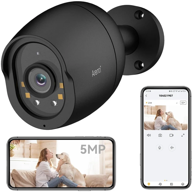 Main image of ARENTI 5MP PoE IP Camera Outdoor, Bullet Surveillance Cameras for Home Security with Human/Vehicle Detection, Full Color Night Vision, Two Way Talk, App Control