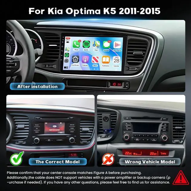 Alt view image 2 of 5 - 5Ghz WiFi 2G+64G Android 15 Radio for Kia Optima K5 2013-2015 Car Stereo with Wireless Carplay Android Auto,5.0 Bluetooth,Build-in EQ,9inch IPS Touchscreen,GPS,FM/RDS IP69K AHD Backup Camera MI