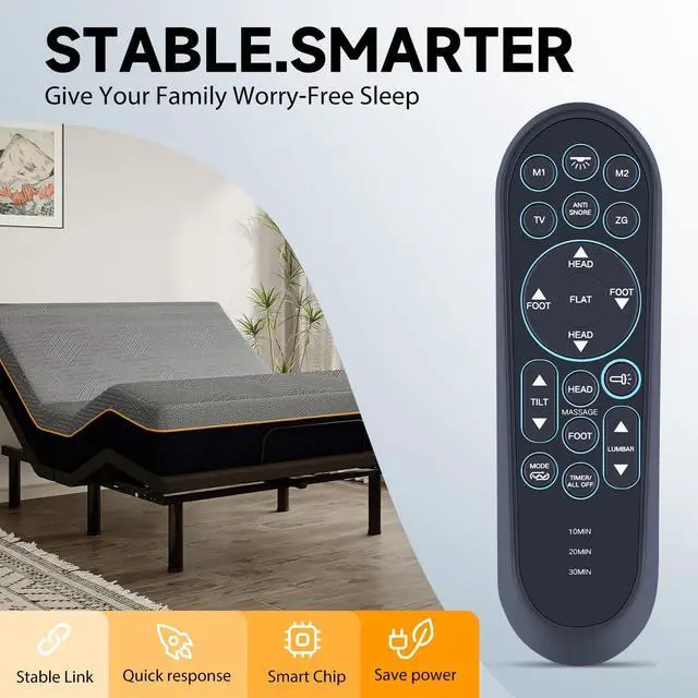 Alt view image 3 of 5 - ZWP Replacement Remote Control fit for iDealBed S4 Nebula Luxury Hybrid Mattress + 7i, 4iT Custom Adjustable Bed System 7iKD S4-7i-SS