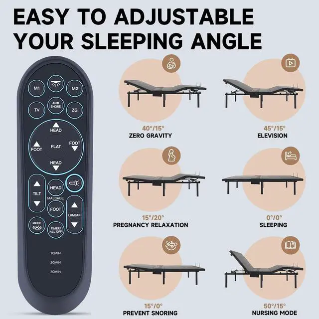 Alt view image 5 of 5 - ZWP Replacement Remote Control fit for iDealBed S4 Nebula Luxury Hybrid Mattress + 7i, 4iT Custom Adjustable Bed System 7iKD S4-7i-SS