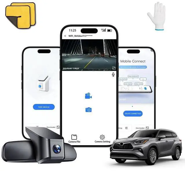 Main image of WEFOKA Front 4K Dash Cam for 2020-2025 Toyota Highlander LE Limited L XLE XSE Platinum (Gen4/UX70), OEM Look, Dual HD Video, WiFi & APP, Loop Recording, G-Sensor, Easy to Set, 128GB Card (F10)
