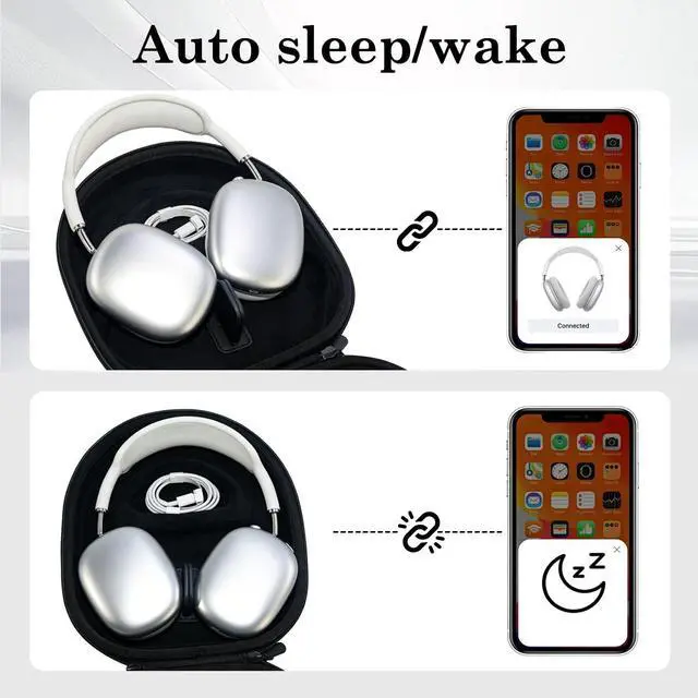 Alt view image 2 of 4 - Adhiper Hard Case,Smart Case for Apple AirPods Max and Airpods Max 2,Built-in Sleep Mode with 20W Fast-Charging Cable,Travel Protective Carrying Case,Shock-Resistant Storage BoxBlack