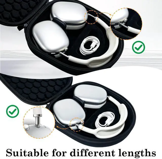 Alt view image 3 of 4 - Adhiper Hard Case,Smart Case for Apple AirPods Max and Airpods Max 2,Built-in Sleep Mode with 20W Fast-Charging Cable,Travel Protective Carrying Case,Shock-Resistant Storage BoxBlack