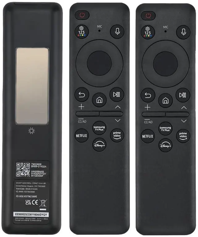 Main image of 2Pack New BN59-01432A Solar Voice Remote Replacement TV Bluetooth Rechargeable with Solar Charging, Compatible with Samsung 2023-2024 Neo QLED, 8K, The Frame, and Crystal UHD Series, Black