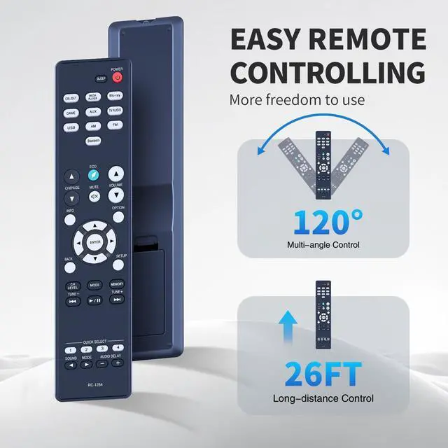 Alt view image 4 of 4 - HZIME New Replacement RC-1254 Remote Control Compatible for Denon Ultra Home Theater AV Receiver AVR-S570BT