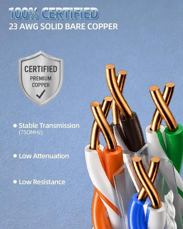 Alt view image 3 of 5 - CENTROPOWER Cat 6A Outdoor Direct Burial Ethernet Cable, Shielded F/UTP, 1000 ft, 23AWG Solid Bare Copper, 750MHz, Double Sheath Waterproof, UV, CMR, Black, 10Gbps, PoE++, 4PPoE, ETL Listed