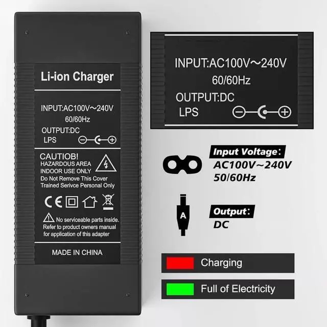 Alt view image 5 of 5 - HERISKEER 42V 2A 1.5A Charger 5 Plugs Universal for MAXSHOT V1 A1, Phantomgogo A9 A8 Commuter R1, VOLPAM SP06 SP03 SPT7, Aovopro Okai Sisigad for Hover-1 Ninebot Macwheel etc (36V Battery) Charger