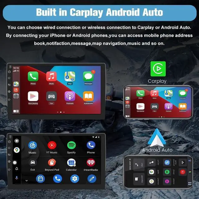 Alt view image 3 of 5 - Junsun 4Core 64GB ROM Car Radio Stereo for Jeep Compass Patriot 2010-2016 10 inch Touch Screen with CarPlay Android Auto Bluetooth 5GWiFi GPS AHD Backup Camera