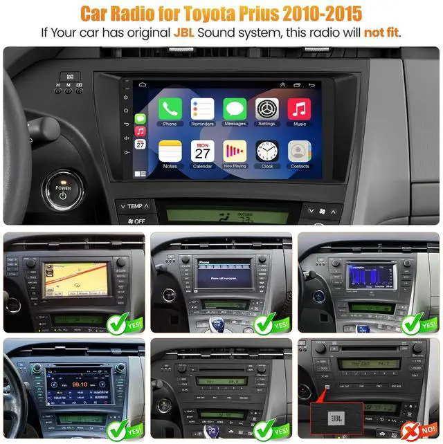 Alt view image 2 of 5 - Car Radio Stereo for Toyota Prius 2010-2015 Without JBL Sound System, Support Wireless Carplay/Android Auto/Mirrorlink, 9 Inch QLED Touchscreen with Bluetooth,FM Radio