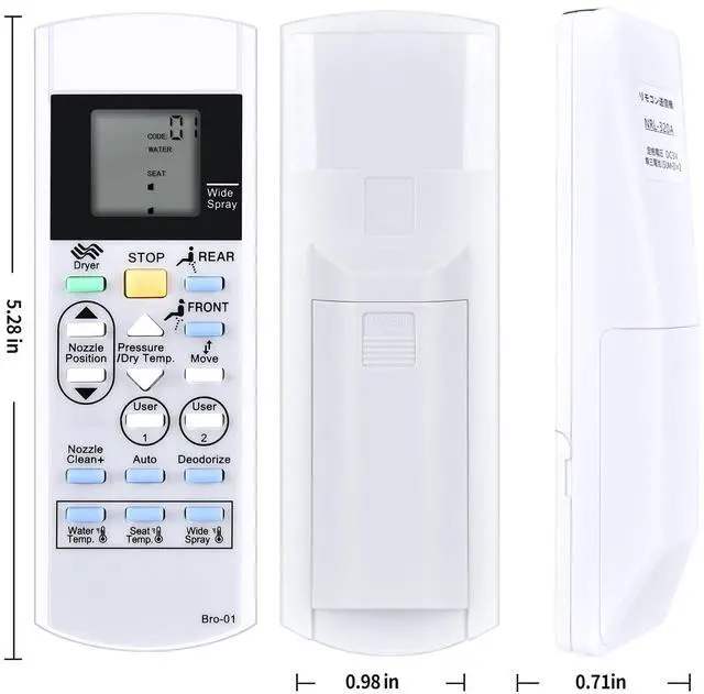 Alt view image 2 of 4 - MOVHEIYL Replacement Remote Control for Brondell Bidet Toilet Seat Swash S1400 S1200 S1000 S900 S300 CL825 JIX-5S 1525 SELE9 XI056 AEIS-O5 YUNLL09 NI-956 NI-929