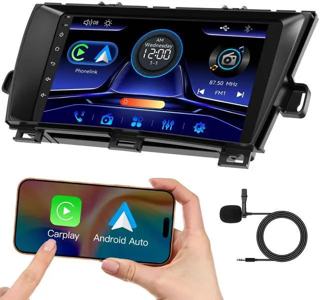 Main image of Car Radio Stereo for Toyota Prius 2010-2015 Without JBL Sound System, Support Wireless Carplay/Android Auto/Mirrorlink, 9 Inch QLED Touchscreen with Bluetooth,FM Radio
