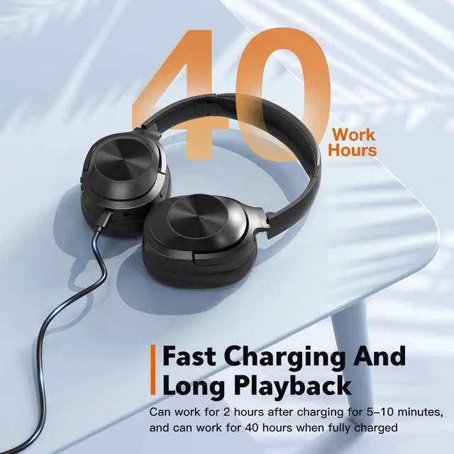 Alt view image 5 of 5 - Ulacici Active Noise Cancelling Headphones,Wireless Bluetooth Headphones Built-in Mic 40 Hours Playtime Wireless Noise Cancelling Headphone 3D Low Bass Tone Fast Charge