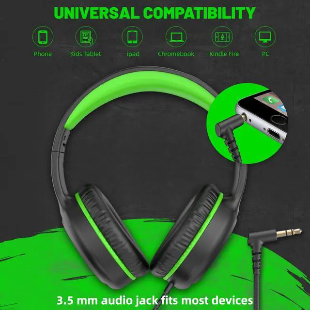 Alt view image 3 of 5 - UKELALA U2 2 Pcs Wired Headphones for Kids Boys Girls, On Ear Youth Headphones for School Airplane Travel, Lightweight Portable Compatible with Tablet Computer Laptop for Adults Student Green & Orange