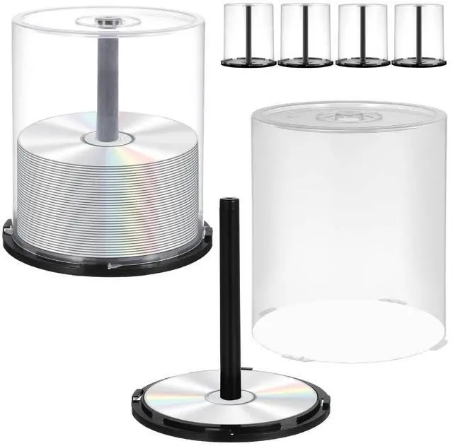 Main image of HOLIDYOYO 4-Pack Cd Storage Bucket Organizer with 100 Disc Capacity Compact Dvd Storage Container Space-Saving Cd Holder Case for Home Office Protection