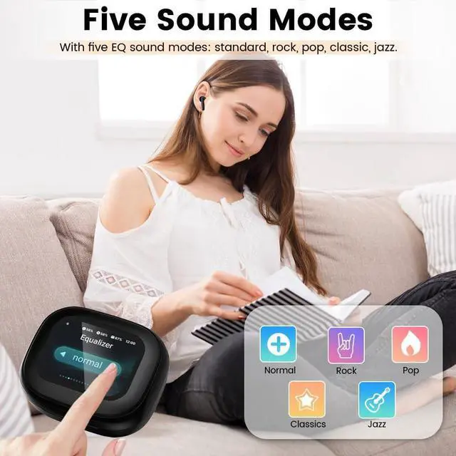 Alt view image 3 of 5 - Faifxo Wireless Earbuds, Bluetooth 5.4 Headphones in Ear with Smart Touchscreen Case, ANC Noise Cancelling Ear Buds, 60H Playtime for Sports & Working, Bass Stereo Sound for iPhone/Android (Bla