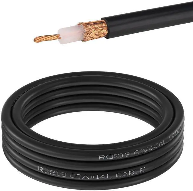 Main image of YOTENKO RG213 Coaxial Cable Bulk - 10FT, 50 Ohm Low Loss RG-213 Coax, Bare Copper Stranded Center Conductor & Braid, Pro-Grade Wire for Ham Radio, CB, Antenna Extension, DIY Connector Installation