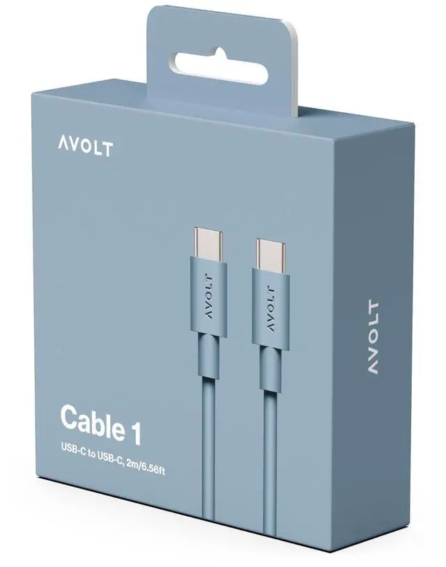 Alt view image 2 of 3 - Avolt USB-C to USB-C Cable (6.6 ft) Soft Silicone Fast Charging Cable for iPhone 15, MacBook, iPad & Android Tangle-Free, Durable Design (USB C to USB C, Shark Blue)