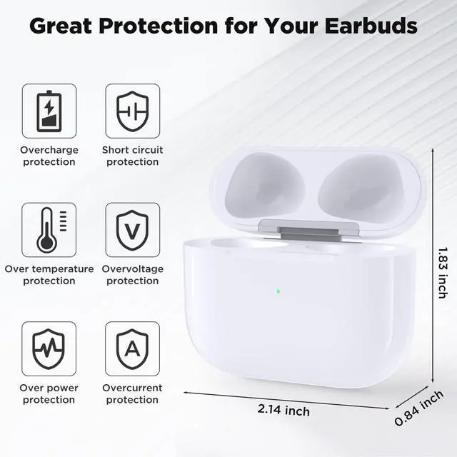 Alt view image 3 of 5 - Air Pod 3 Charging Case Only Compatible with Airpod 3, Wireless Airpod Case Replacement 3rd Gen with Sync Button, Lightning Port, 600 mAh Battery, No Earbuds