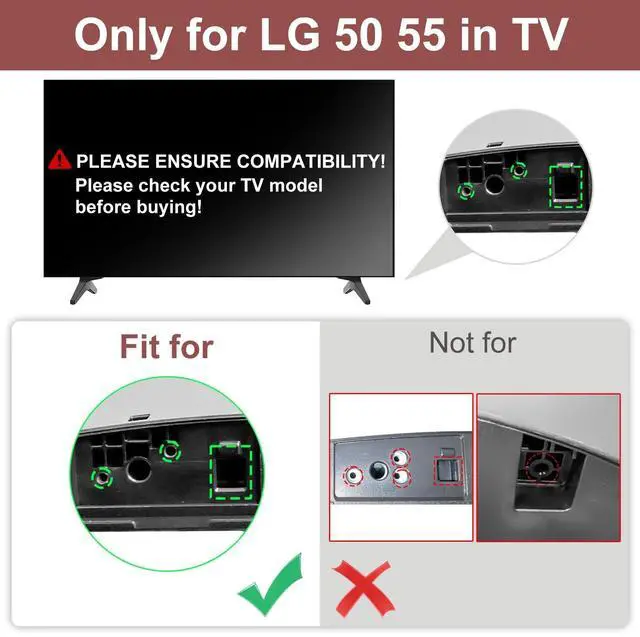 Alt view image 3 of 5 - Maozhren 50 55 Inch 50UQ/55UQ Series TV Stand for LG TV Legs for 50UQ8100 50UQ81006LB 50UQ7070 50UQ7070ZUE 55UQ7590 55UQ7590PUB MAM643660 Replacement Legs for LG TV, with Screws