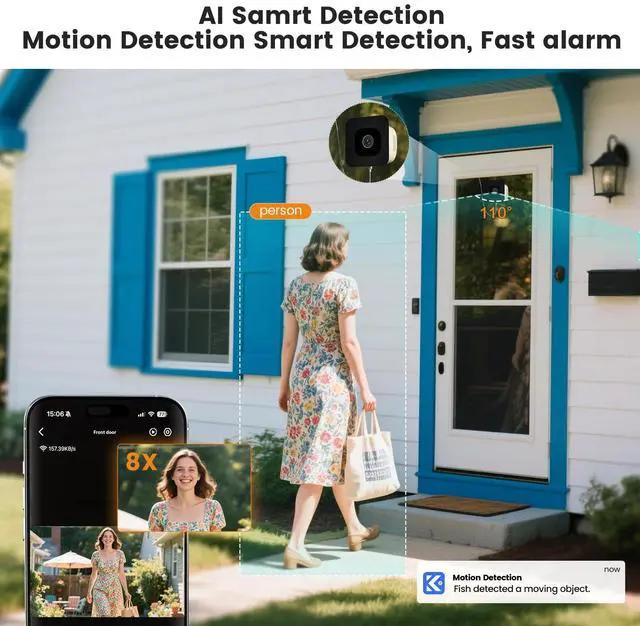 Alt view image 4 of 5 - 3MP 2k Window Camera, SpectraVivid AI Color Night Vision Window Cameras for Home Security, 2.4G&5G WiFi, Person & Motion Detection Siren, Two-Way Audio, 24/7 Recording, Easy Quick Install Indoor Glass