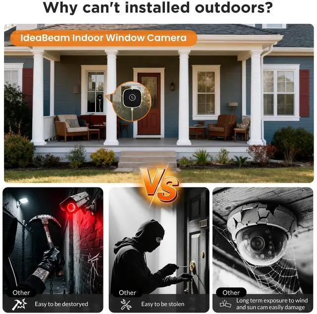 Alt view image 5 of 5 - 3MP 2k Window Camera, SpectraVivid AI Color Night Vision Window Cameras for Home Security, 2.4G&5G WiFi, Person & Motion Detection Siren, Two-Way Audio, 24/7 Recording, Easy Quick Install Indoor Glass