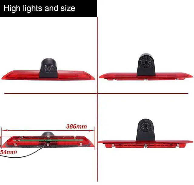 Alt view image 3 of 5 - Car Third Roof Top Mount Brake Light 3 Rear View Camera, HD Night Vision Waterproof for Ford Transit tourneo Custom Jumbo Kasten V363 F150 F250 F350 V636 MK8 2012-2020 (with 4.3-inch Rearview Mirror)