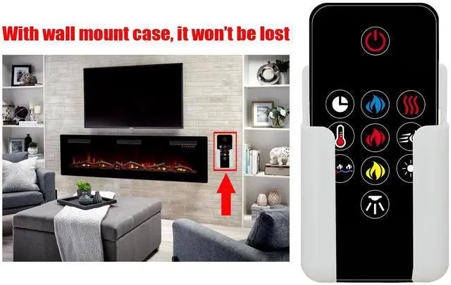 Alt view image 3 of 5 - Replacement Remote Control for Napoleon Electric Fireplace W190-0136-SER NEFVC32H NEFVC38H NEFB50H-SV NEFB60H-SV NEFP32-5019W,with Wall Mounting Bracket