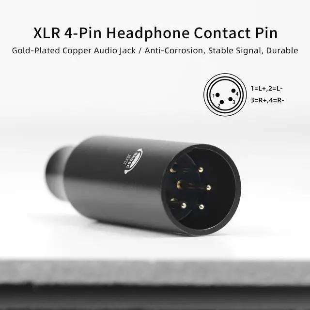 Alt view image 4 of 4 - okcsc 3FXLR XLR 4-Pin Male to 3.5mm Female Balanced Headphone Adapter, 24K Gold-Plated Contacts, Aluminum Alloy Casing, for Headphones, Speakers, Amplifiers, Guitars and More XLR 4-Pin Devices, 1pcs