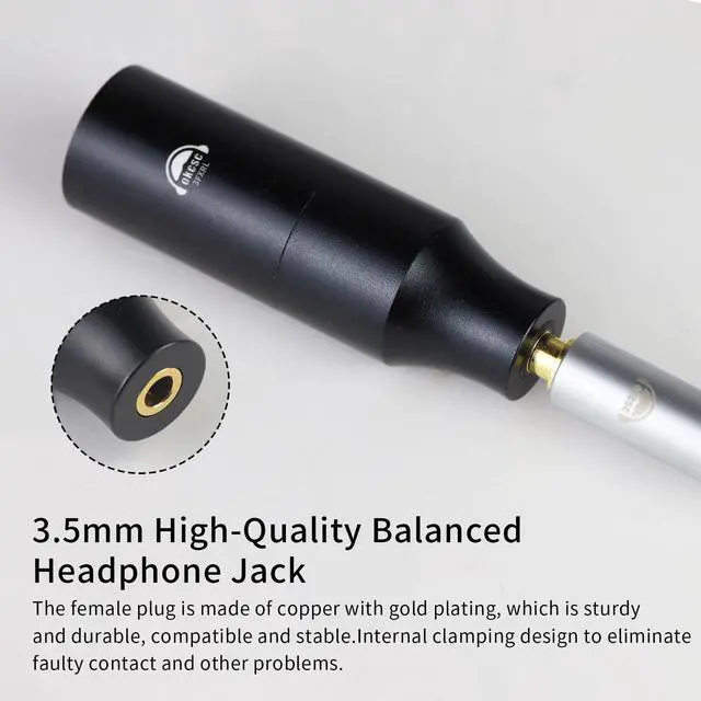 Alt view image 3 of 4 - okcsc 3FXLR XLR 4-Pin Male to 3.5mm Female Balanced Headphone Adapter, 24K Gold-Plated Contacts, Aluminum Alloy Casing, for Headphones, Speakers, Amplifiers, Guitars and More XLR 4-Pin Devices, 1pcs