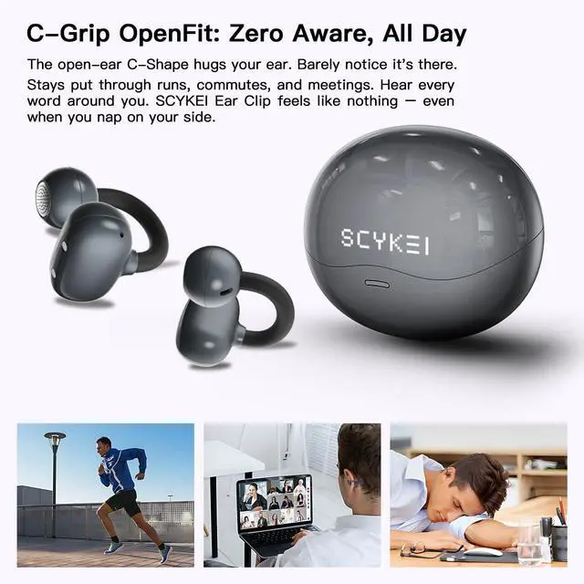 Alt view image 2 of 5 - Clip on Ear Headphones OWS Hanging Earphones Ear Clip Wireless Earbuds AI Translation Earbuds Real Time,165 Language Translator Earbuds for Travel Learning Suitable for Small Ears and Eyeglass