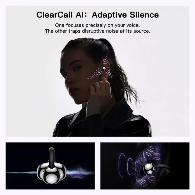Alt view image 3 of 5 - Clip on Ear Headphones OWS Hanging Earphones Ear Clip Wireless Earbuds AI Translation Earbuds Real Time,165 Language Translator Earbuds for Travel Learning Suitable for Small Ears and Eyeglass