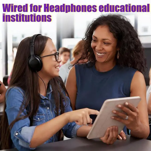 Alt view image 5 of 5 - Yunsailing 30 Pack Over Ear Wired Headphones Bulk for School Classroom Student, Adjustable Headband with 3.5mm Jack, Lightweight Design Earphones for Classroom Learning and Testing (Black)