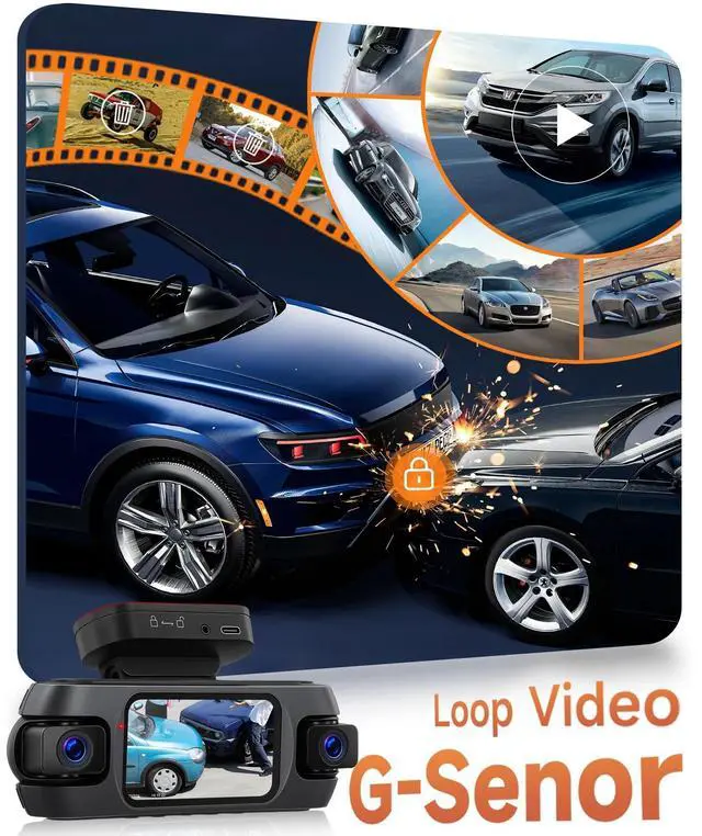 Alt view image 4 of 5 - 4K+4 Channel Dash Cam Front and Rear 360 View, Free 128GB Card Included, 5.8GHz WiFi Dash Camera for Cars, Built-in GPS, G-Sensor, 150Wide Angle, 3" IPS Screen, 24H Parking Mode, Support 256GB Max