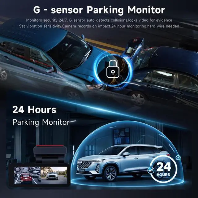 Alt view image 5 of 5 - 4K Dual Dash Cam Front and Rear for Cars,5G WiFi,APP Control,Free 64GB Card,3.12" IPS 4K 3840 * 2160P/FHD Dash Camera,GPS,G-Sensor,24H Parking Mode,Loop Recording