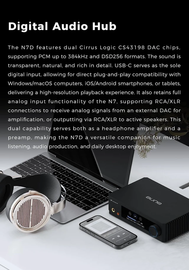 Alt view image 5 of 5 - aune N7 (DAC Edition) Headphone Amp and USB DAC, Pre-amp
