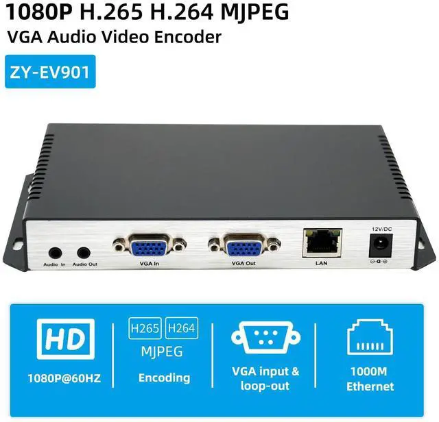 Alt view image 2 of 5 - ORIVISION H.265 H.264 MJPEG 1080P@60 VGA Video Encoder HD Video Audio Encoder with VGA Loopout Support HTTP, UTP, RTSP, RTMP, RTMPS, SRT, RTP, GB28181