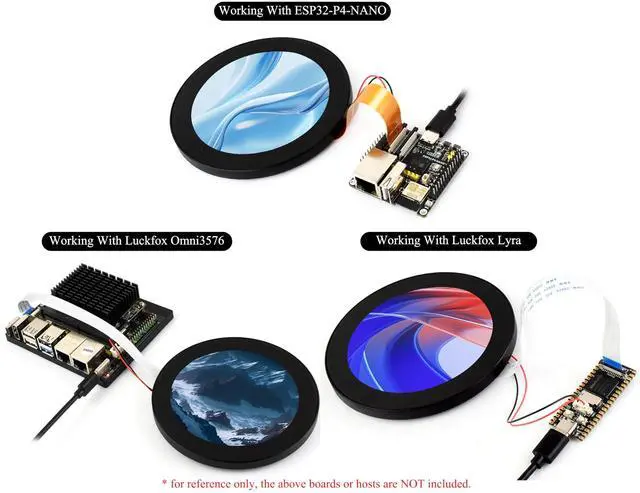 Alt view image 4 of 5 - Wonrabai 4inch DSI Round Capacitive Touch Display, 720 x 720 Resolution, IPS Display Panel, 10-Point Touch, Compatible with Raspberry Pi5/4B/3B+/CM5/CM4/CM3+/CM3/ESP32-P4/RK3576, etc.
