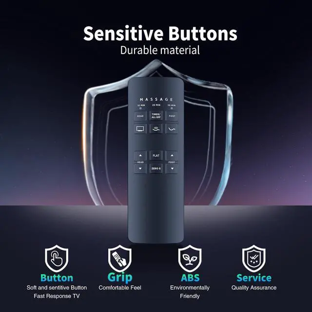 Alt view image 5 of 5 - Snrigw Replacement Remote Control for Serta Motion Plus, Tempur-Pedic & Bliss Compatible with Ergomotion Massage System Pure Latex 75261/RF258B