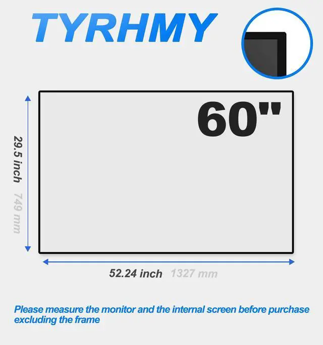 Alt view image 5 of 5 - TYRHMY 60 Inch Anti Glare TV Screen Protector Matte Finish for Glare Reduction, Reflection Control, and Optimising glare on TV screens, Blue Light Filter