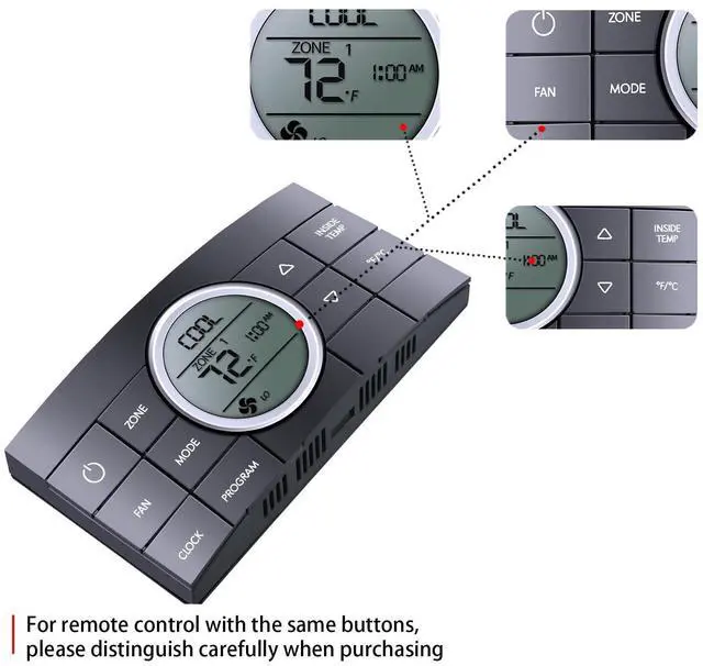 Alt view image 3 of 5 - ZWP 3314082.000 RV Thermostat Multi-Zone Comfort Control Center 2 10-Button Replacement for Dometic CCC2 - Fit for Air Conditoner Series 579/595/600/6308/520/6218xx/457915 and More