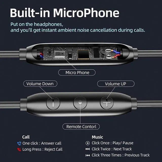 Alt view image 2 of 5 - wired Ear buds with Noise Cancellation Calls,Dynamic Bass In-ear Headphones with USB C Plug,Microphone Noise Cancelling wired Earphone,Sound-Isolating High fidelity USB Type C earbud with DAC audio