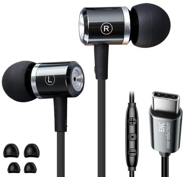 Alt view image 5 of 5 - wired Ear buds with Noise Cancellation Calls,Dynamic Bass In-ear Headphones with USB C Plug,Microphone Noise Cancelling wired Earphone,Sound-Isolating High fidelity USB Type C earbud with DAC audio