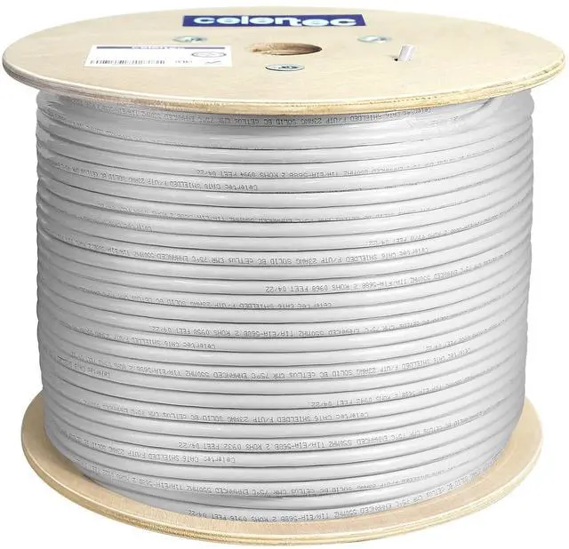 Alt view image 5 of 5 - celertec CAT6 Shielded Cable, 1000ft, FTP (Overall Foil Shield), 23AWG Solid Bare Copper, 550MHz, ETL Listed &CMR Riser Rated, Indoor, Bulk Ethernet Cable, White